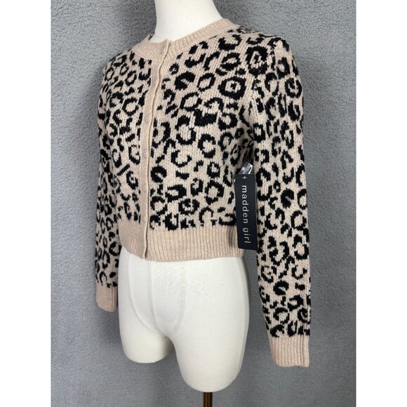 Madden Girl Juniors' XS Leopard Print Cardigan Sweater Button Front Multi NWT's - Picture 4 of 8